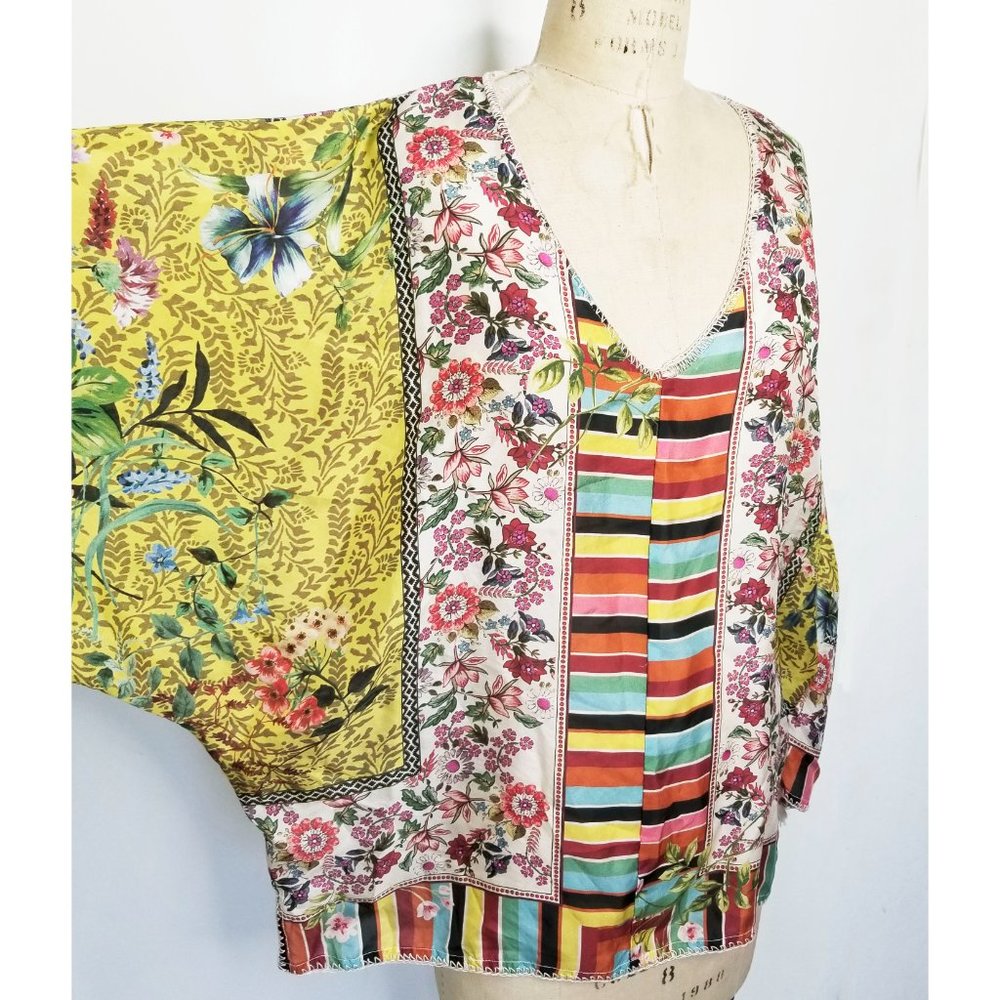 Johnny Was Colorful Floral and Stripe Blouse - Picture 10 of 13